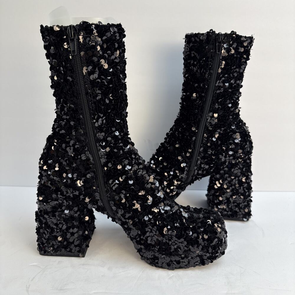 Abound‎ Women's Size 7M Black Sequin Side Zip Platform Ankle Boots NWOB - Picture 9 of 11